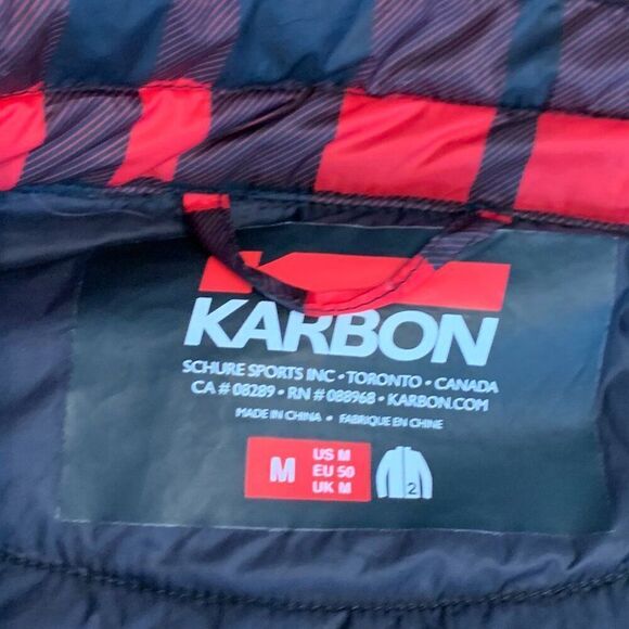 Karbon outdoor active jacket, black red check, body con, EUC, Sz M - Picture 6 of 13